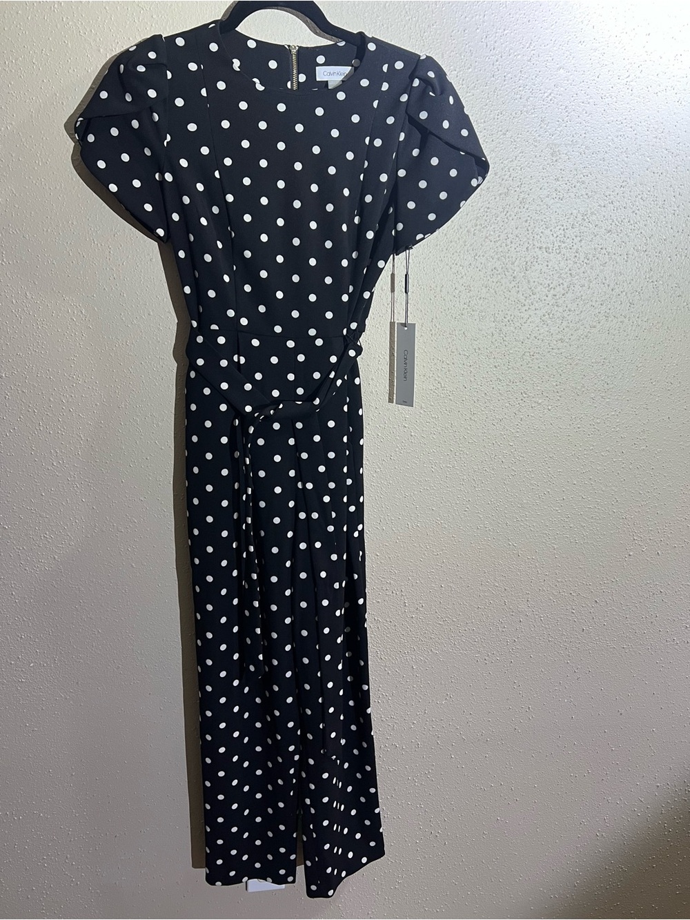 Calvin Klein Black and White Polka Dot Jumpsuit